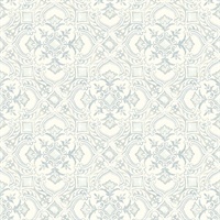 Marjoram Light Blue Floral Tile Wallpaper