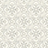 Marjoram Light Grey Floral Tile Wallpaper