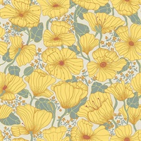 Matilda Yellow Poppy Fields Wallpaper