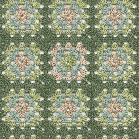 Maud Green Crochet Geometric Wallpaper
