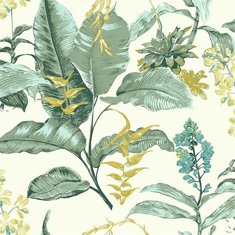 Maui Green Botanical Wallpaper