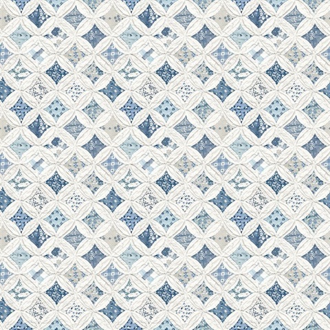 Mcentire Blue Geometric Quilt Wallpaper
