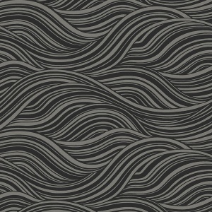 Melody Waves Metallic Charcoal & Black Wallpaper