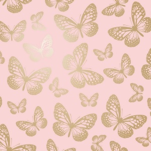 Metallic Butterflies Pink Wallpaper
