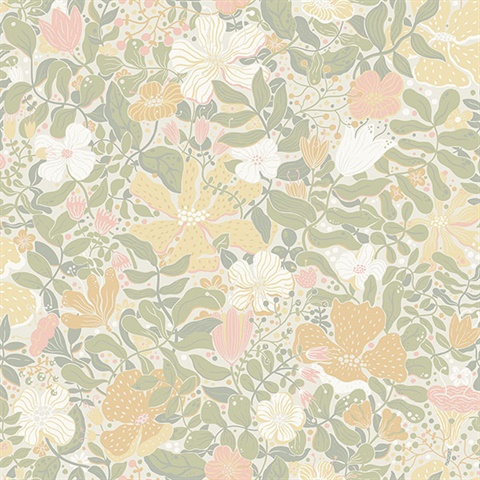 Midsommar Pastel Floral Medley Wallpaper