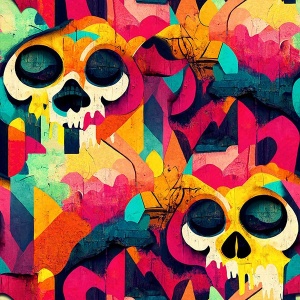 Millicent Multicolor Skull Wallpaper