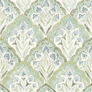 Mimir Blue Quilted Damask Wallpaper