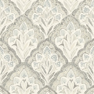 Mimir Blue Quilted Damask Wallpaper