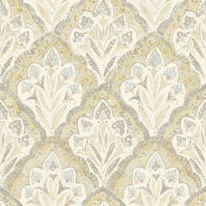 Mimir Blue Quilted Damask Wallpaper