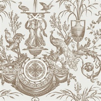 Mink Avian Fountain Toile Wallpaper