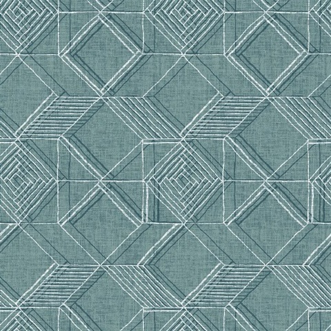 Moki Teal Lattice Geometric Wallpaper
