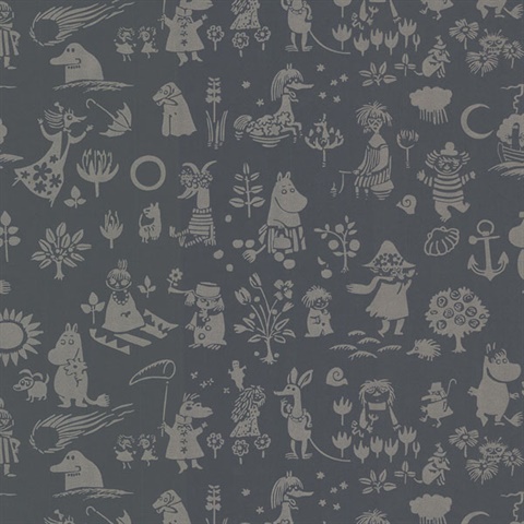 Moomin Black Novelty Wallpaper
