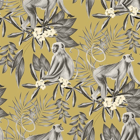 Morris Mustard Tropical Jungle Wallpaper