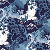 Navy Blue Old Peking Peel & Stick Wallpaper