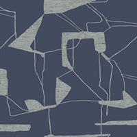 Navy & Silver Abstract Geo Wallpaper