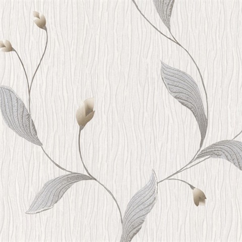Nephi Silver Leaf Texture Wallpaper