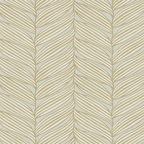 Neutral & Gold Luminous Leaves Wallpaper