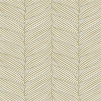 Neutral & Gold Luminous Leaves Wallpaper