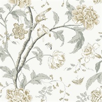 Neutral Teahouse Floral Wallpaper