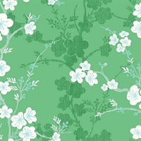 Nicolette Green Floral Trail Wallpaper