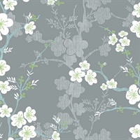 Nicolette Grey Floral Trail Wallpaper