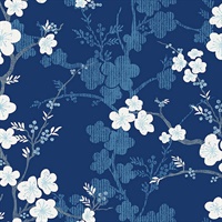 Nicolette Navy Floral Trail Wallpaper