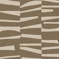 Ode Brown Staggered Stripes Wallpaper