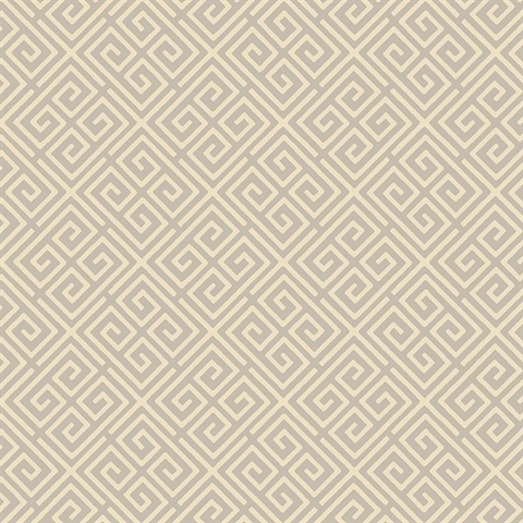 Omega Taupe Flocked Geometric Wallpaper
