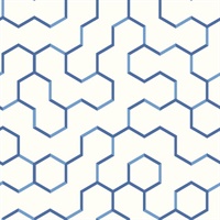 Open Geometric Blue Peel & Stick Wallpaper