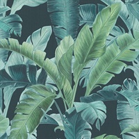 Orissa Dark Blue Palm Frond Wallpaper