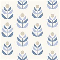 Oslo Blue Geometric Tulip Wallpaper
