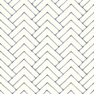 Oswin Teal Tiered Herringbone Wallpaper