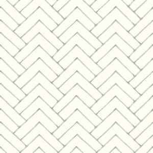 Oswin Teal Tiered Herringbone Wallpaper