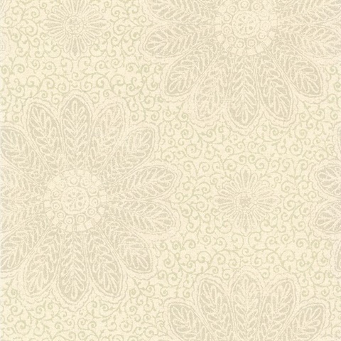 Oxalis Neutral Floral Scroll Wallpaper