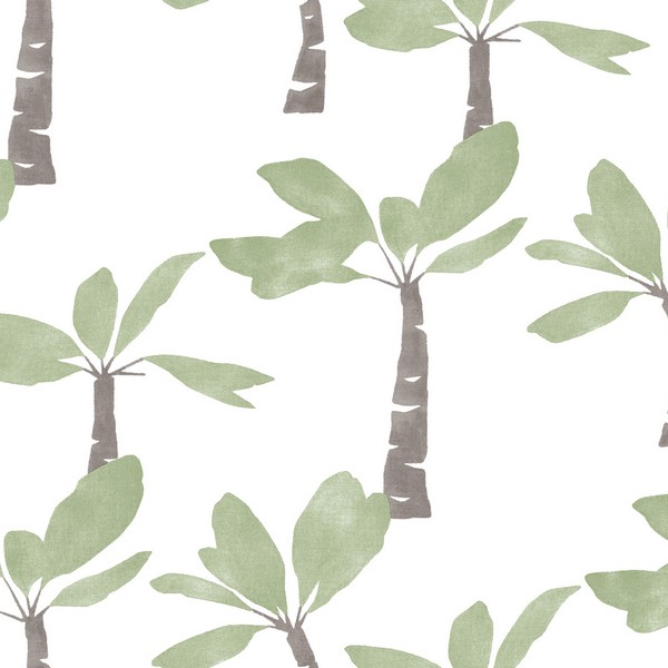 Painted Oasis Leaf Green Wallpaper