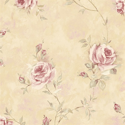 Painted Rose Trail Wallpaper