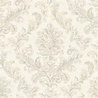 PL4643 | Hyde Park | Blue and Gray Painterly Damask Wallpaper ...