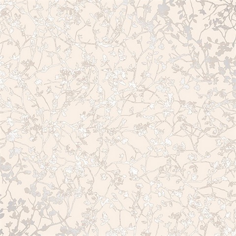 Palatine Cream Leaves Wallpaper