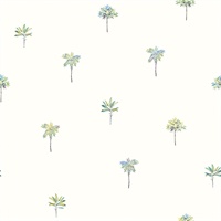 Palmetto Teal Leaves Wallpaper