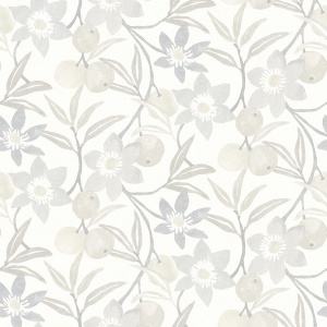 Passiflora Peach Fruit and Floral Wallpaper