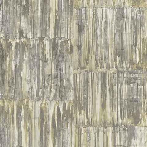 Patina Panels Yellow Metal Wallpaper