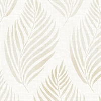 Patrice Beige Linen Leaf Wallpaper