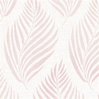 Patrice Pink Linen Leaf Wallpaper