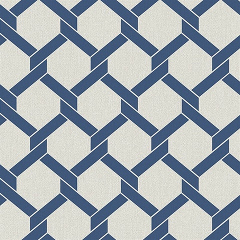 Payton Blue Hexagon Trellis Wallpaper