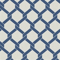 Payton Blue Hexagon Trellis Wallpaper