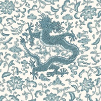 Peacock Chi'en Dragon Scalamandre Self Adhesive Wallpaper