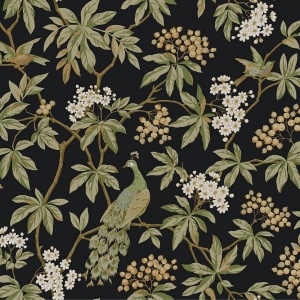 Peacock Estate Navy Wallpaper