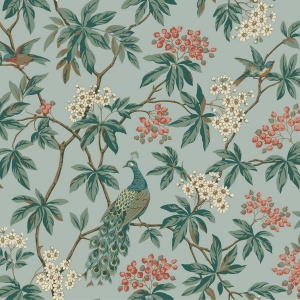 Peacock Estate Navy Wallpaper