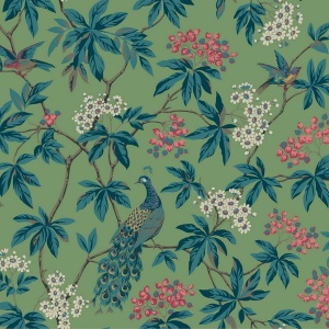 Peacock Estate Navy Wallpaper