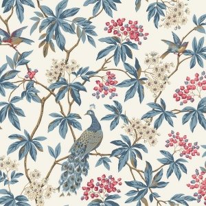 Peacock Estate Navy Wallpaper